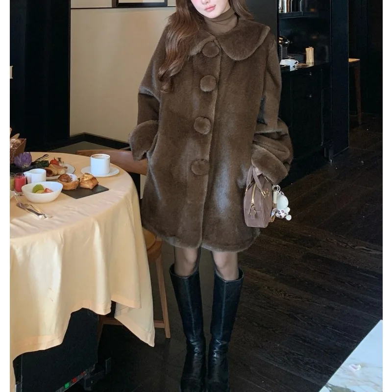 

Fur Integrated Imitation Mink Hair Ball Environmentally Friendly Fur Jacket Women's Autumn and Winter Senior Sense