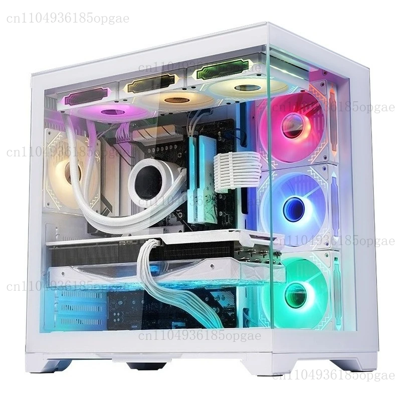 PLUS white panoramic sea view room chassis tempered glass side panel screw-free/360 water cooling