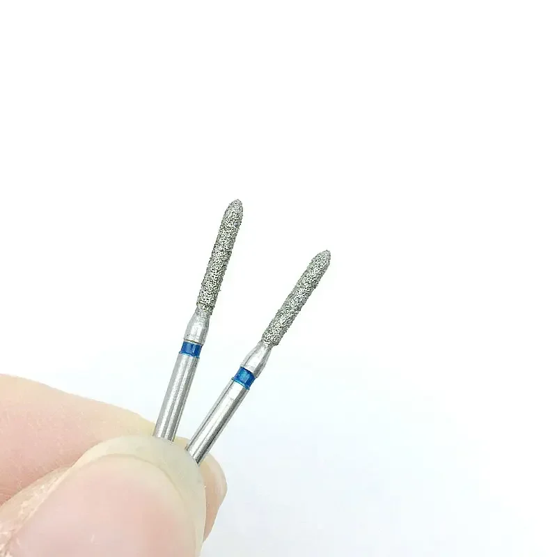 10pcs Dental Diamond Burs Dentistry Diamond for High Speed Handpiece Crown Preparation Cylinder with Beveled Tip Drills 1.6mm