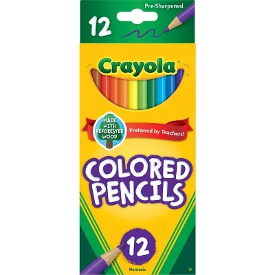 12pcs Crayola 12ct Pre-Sharpened Colored Pencils,  Kids School Supplies, Art Classroom Must Haves for Teachers, Coloring Gift Ages 5+