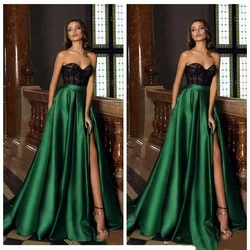 Luxury Prom Dresses Sweetheart Sexy Pleats Floor Length High Side Split Long Special Occasion Party Evening Gowns Vestidos