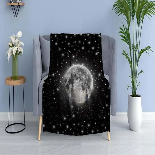 Else Carpet Else Black Gray Moon Stars Space Wellsoft Patterned 3D Tv Blankets