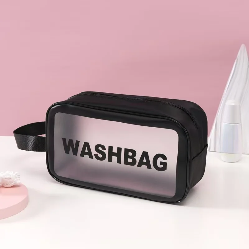 Wash Bag PVC Frosted Semi‑Transparent Waterproof Portable Toiletry Pouch Cosmetic Storage for Travel Gym Bathroom