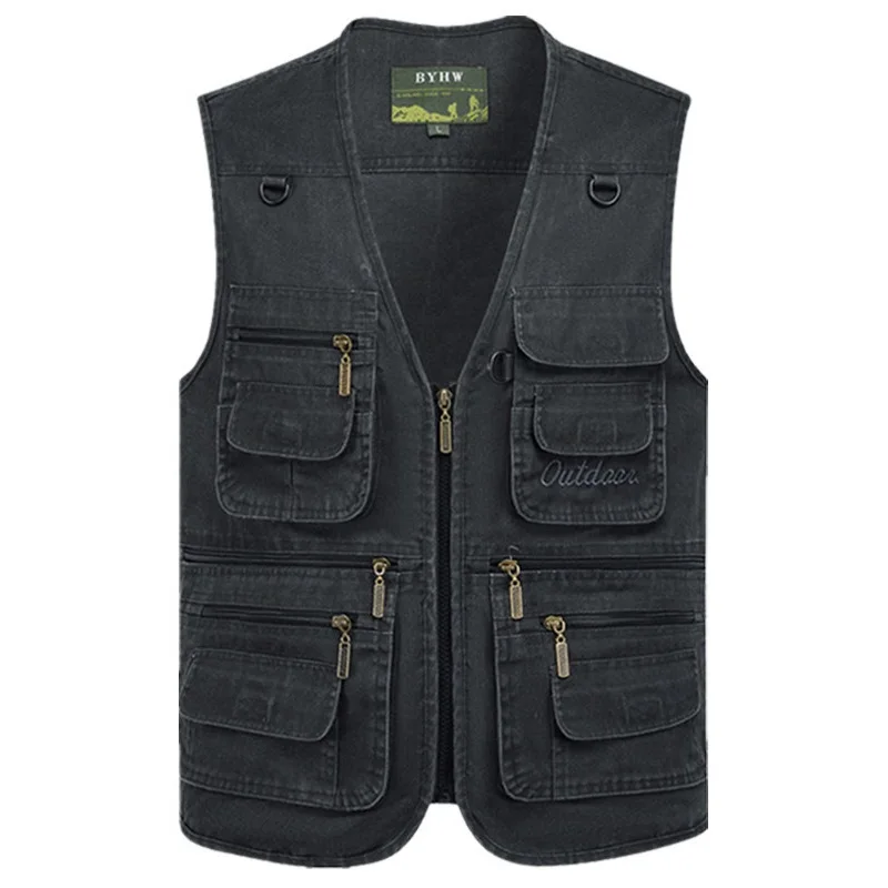 Gilet multi-poches pour hommes, veste sans manches à fermeture éclair, grande taille, voyage, pêche, travail, extérieur, tactique, Plus Large 10XL 9XL, printemps