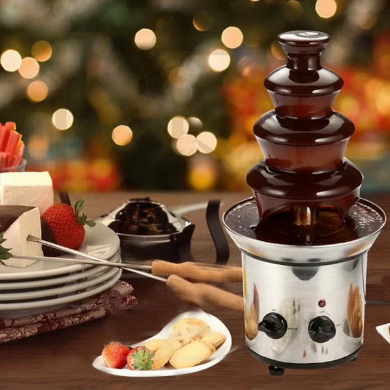 Mesin air mancur coklat 5 lapis, mesin air mancur coklat otomatis untuk rumah, ruang pernikahan komersial, Air Terjun
