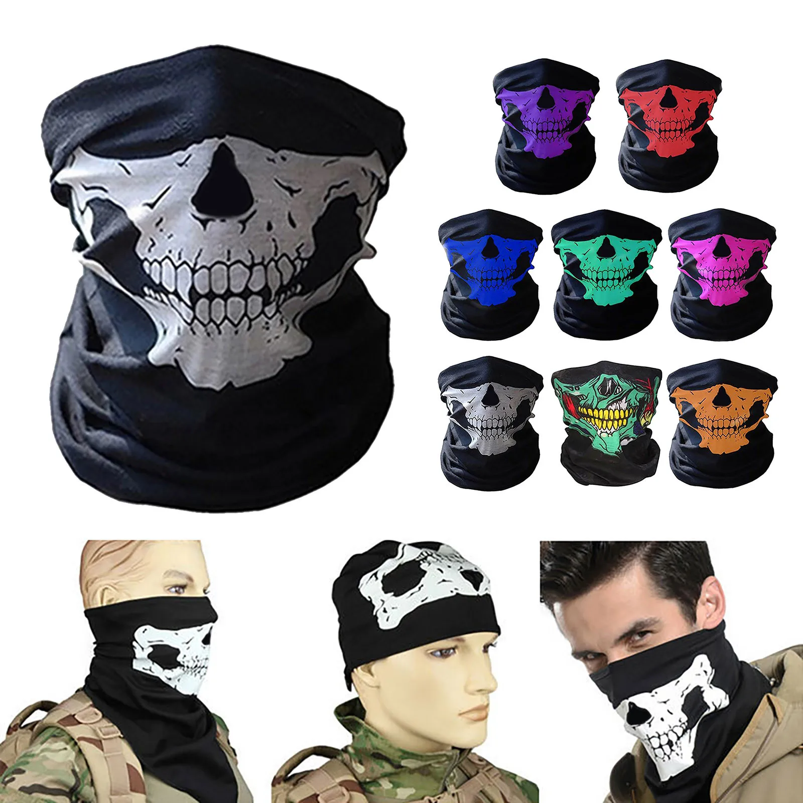 

Skull Cycling Ski Half Face Mask Ghost Scarf Multi Use Neck Warmer Bicycle Motorcycle Bike Head Face Mask Shield Balaclavas