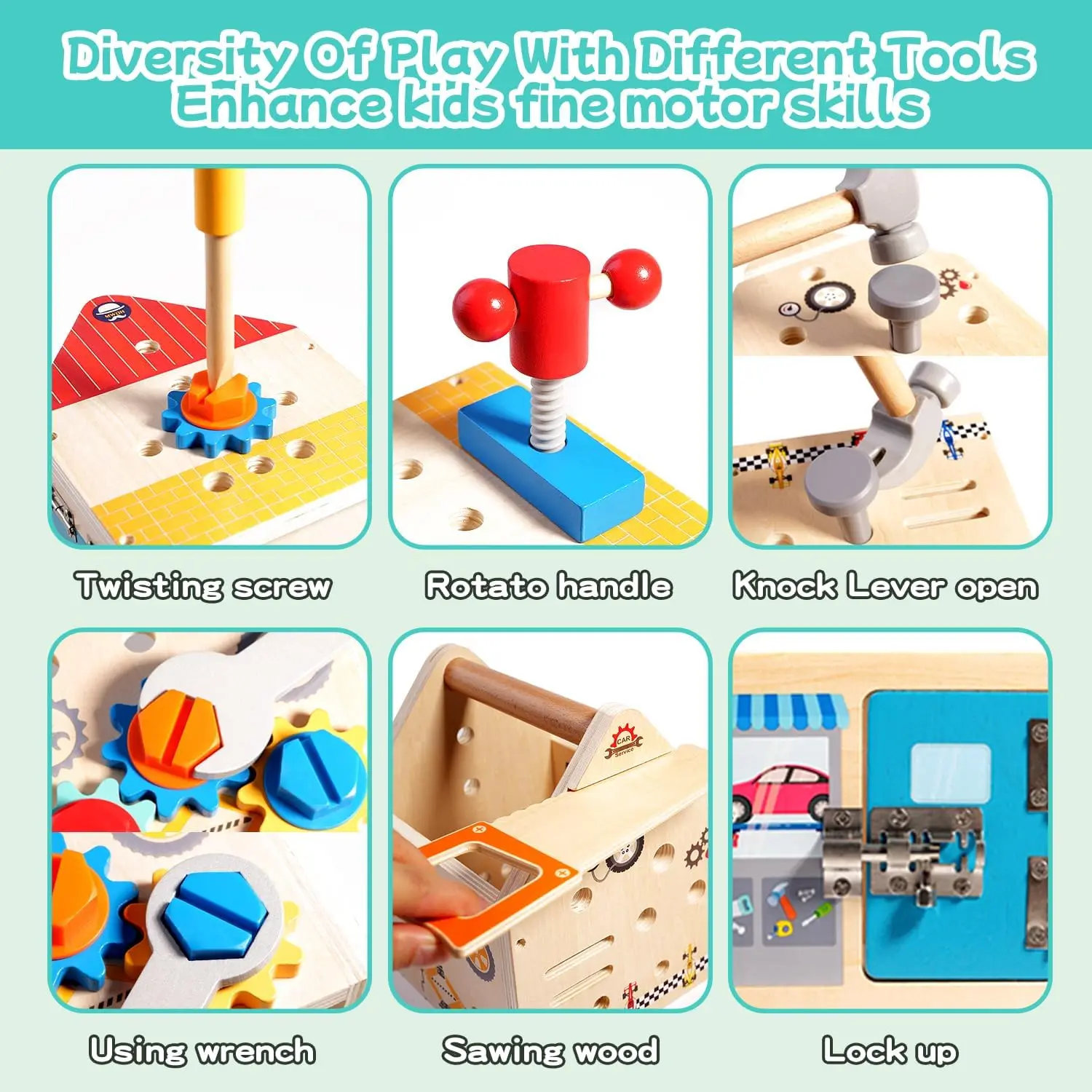 Holz Montessori Spielzeug Pretend Spielen Werkzeuge Bau Spielzeug Mutter Schraube Demontage Montage Toolbox Pädagogisches STEM Spielzeug für Jungen