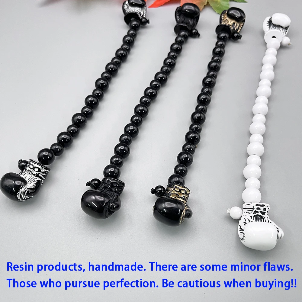 NJ137 NEW Rosary CHETKI Gold Black White Boxing Glove Single Chain Bar Black Beads Fold Flip Stress Relief Meditation Ornament
