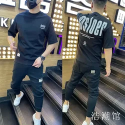 Fashion New Summer Round Neck Men's Clothing Luxury Golf Wear Casual Cotton Tees for Men Loose Fit Letter Print T-Shirts Tops