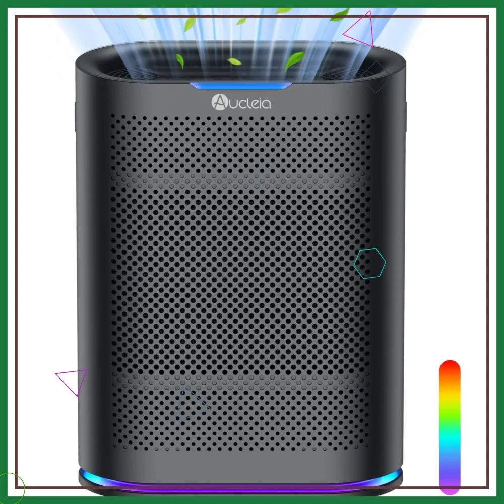 

Large Room Air Purifier with HEPA Filter, Aromatherapy, Auto Mode, and 7-Color Light for Home Use