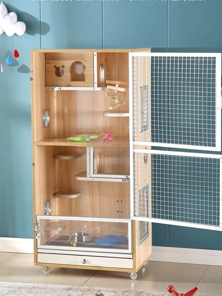 TTFG44Cabinet Cage Solid Wood Fir Ecological Board Pet Air Conditioner Cage