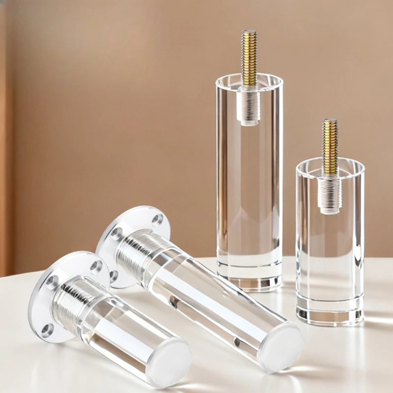 Transparent Acrylic Support Legs Floating Furniture Stand Cylindrical Coffee Table Feet Bathroom Cabinet Heightening Support