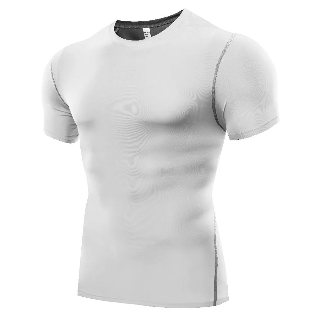 New 2022 Summer Men Stretch Bodybuilding Fitness Crossfit Base Layer Short Sleeve Sweat Wear Tight Top T Shirt B5003