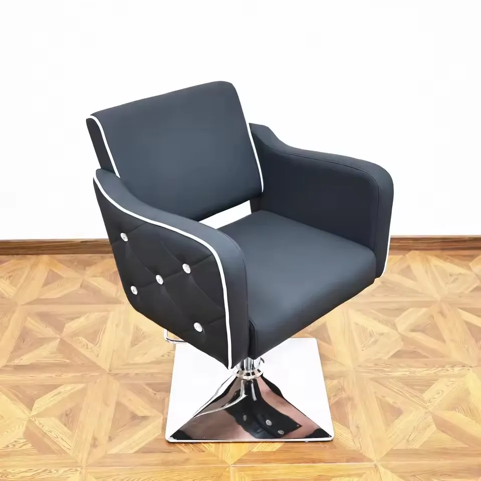 New Design Wholesale Barber Chair, 360° Rotatable Hydraulic Lift Customizable Black Commercial Hair Salon Furniture