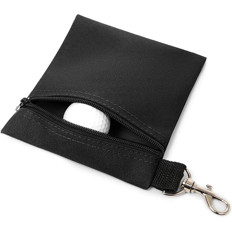 KOFULL 5.62 X 6.87 Inch Golf Ball Bag Zipper Golf Tees Pouch Bag Golf Accessories for Men and Women Dark Blue/ Black