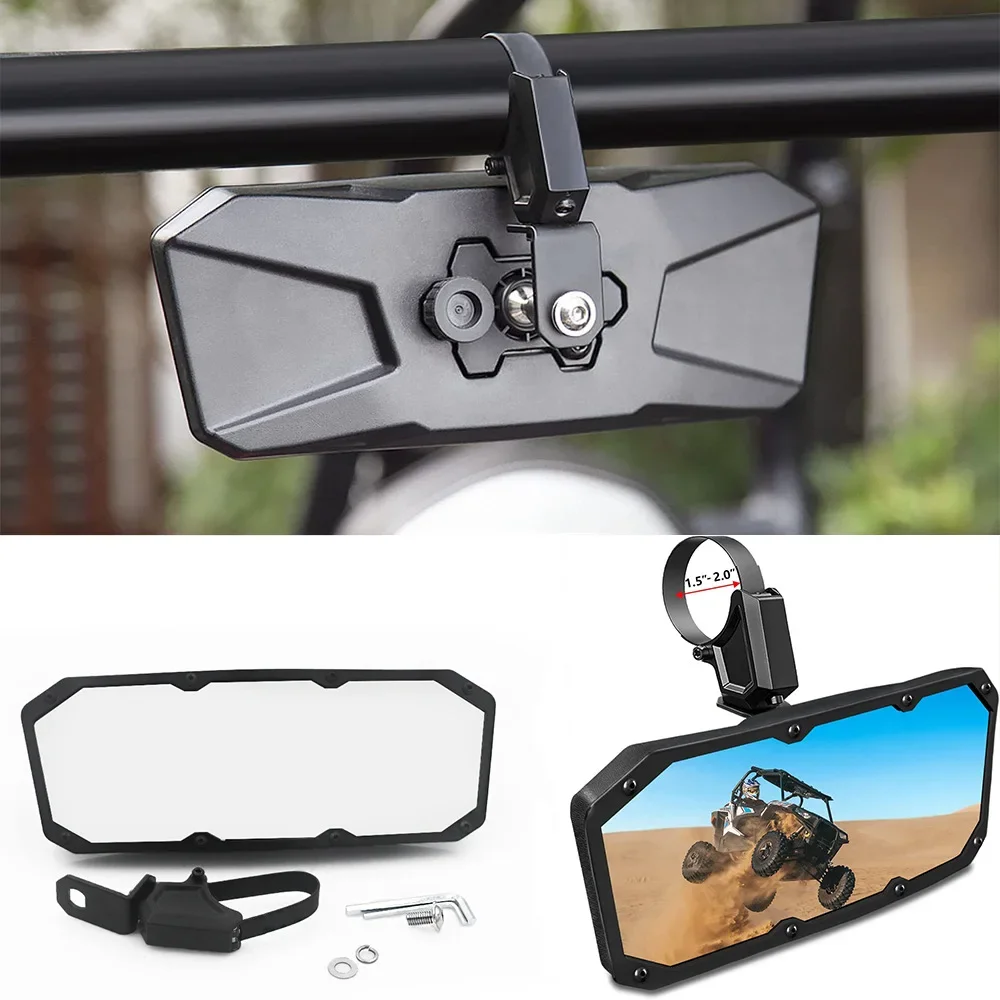 UTV ATV 1.75-2 Inch Universal Rearview Mirror Center Mirror for Polaris RZR Kawasaki Mule Honda Pioneer Talon Yamaha Rhino YXZ