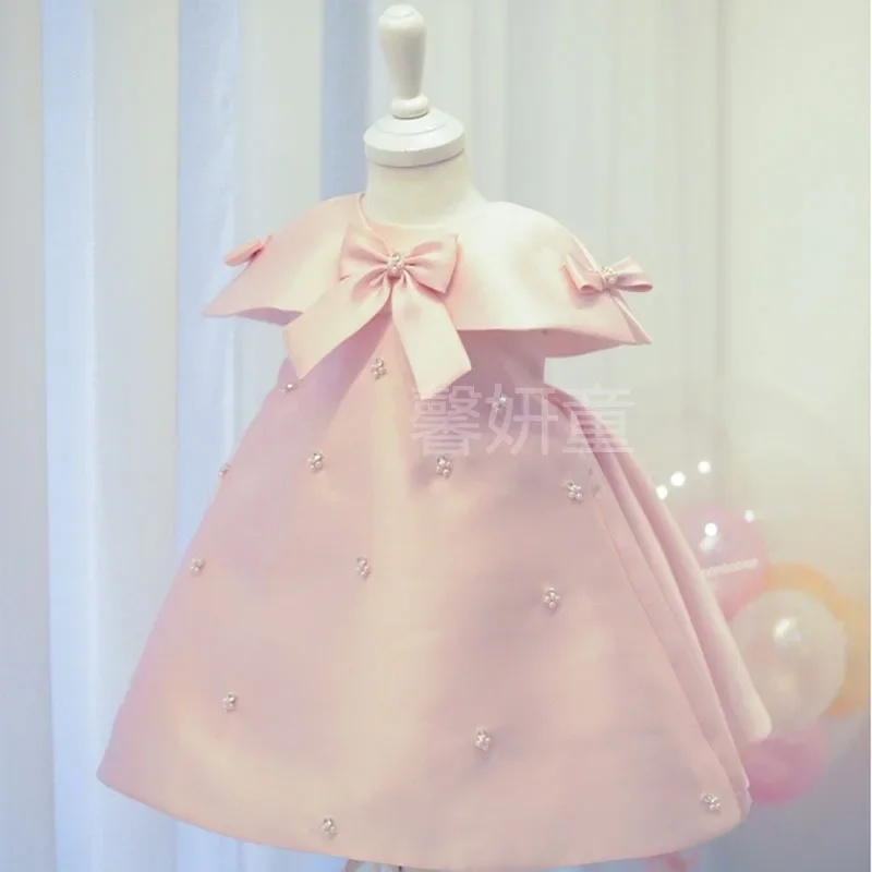 New Girls One Piece Long Princess Soft Flower Girl Wedding Dress Fashion Soft Sweet Lovely Outdoor