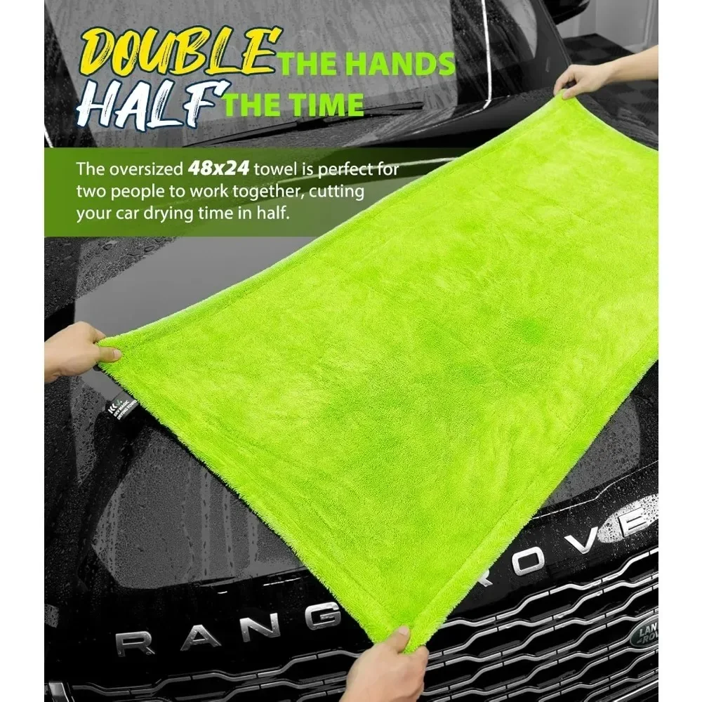 Twisted Pile Car Wash Towel Double Side Thick Microfiber Water Absorbent Drying Rag with Border for Car Detailing
