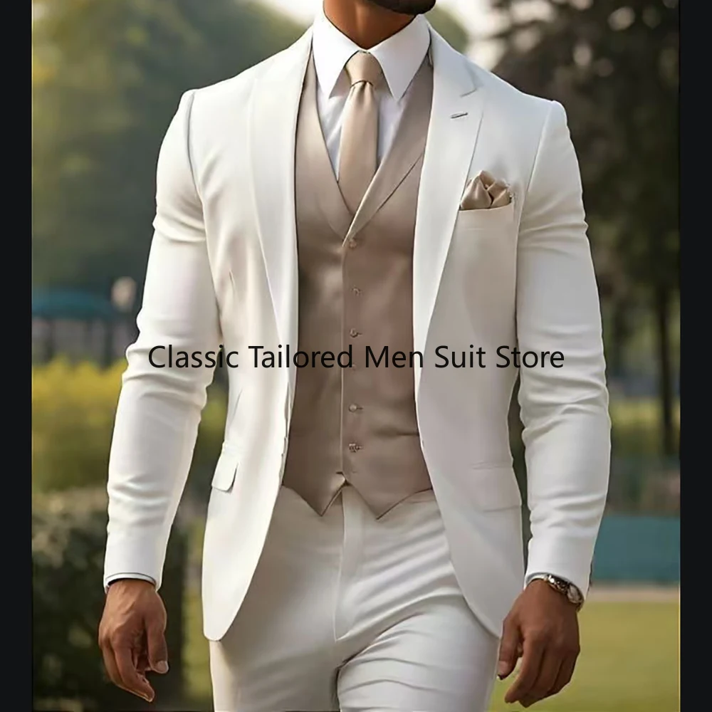 Luxury Wedding Men Suits 3 Piece Jacket Pants Vest Male Clothing Single Breasted Custom Made Elegant Wedding Groom  2024