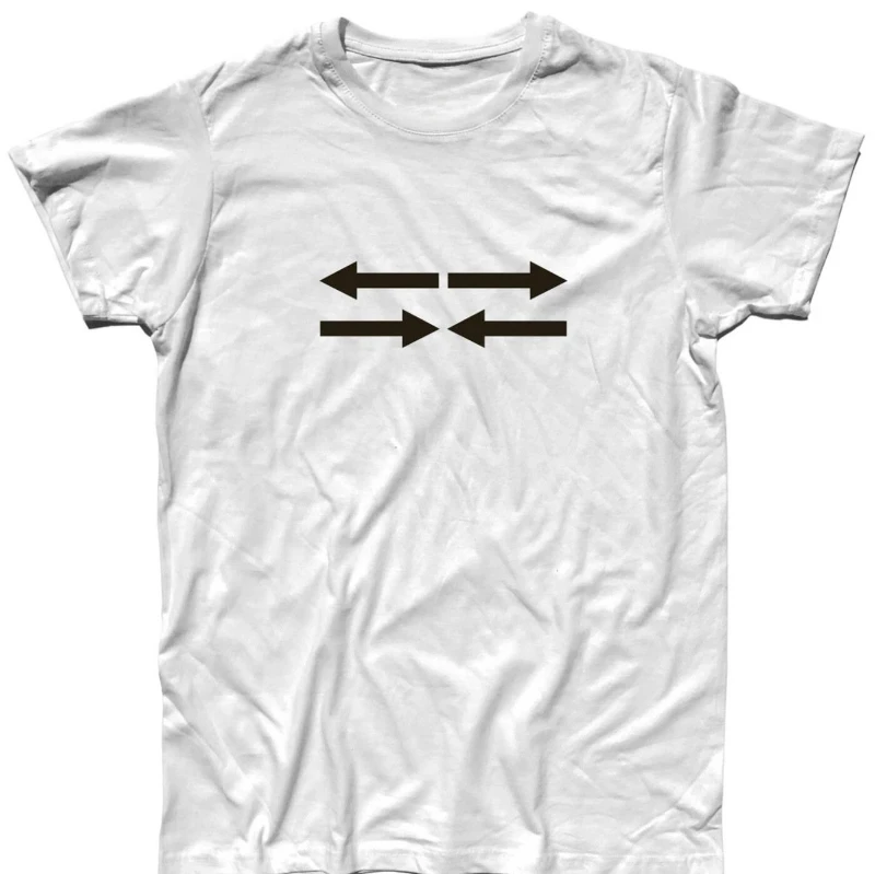 Men's Vintage Rock T-Shirt – White with Black Arrow and Knopfler Band Graphic – Classic Short-Sleeve Essential for Rock Fans