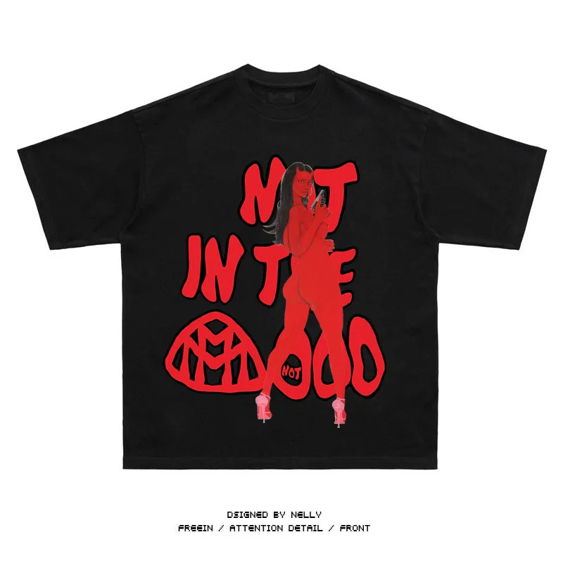 New 23 Sicko Born From Pain not in the mood devil T Shirts T-Shirt Hip Hop Skateboard Street Cotton T-Shirts Tee Top kenye #A30