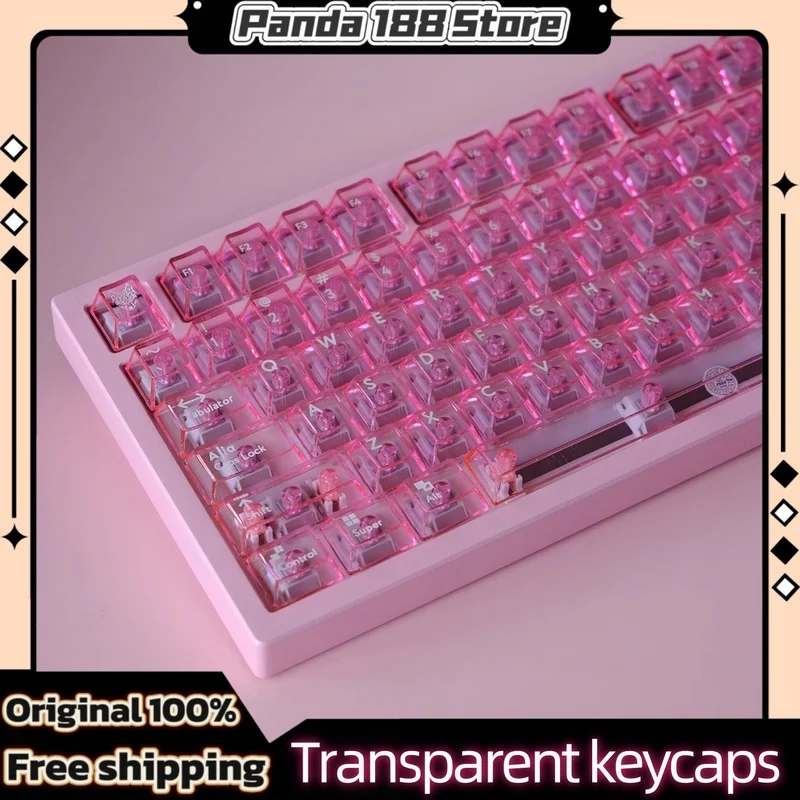 Transparent Theme Keycaps 114 Key Cherry Profile Pc Material Pad Printing Mechanical Keyboard Keycaps Compatible 61/65/75/87/98