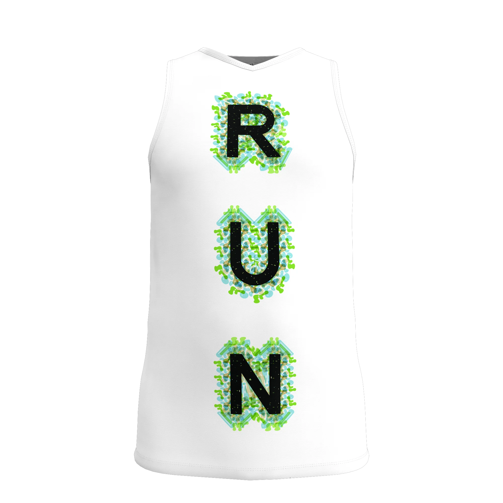 Hirbgod Mesn Ademende Tanktop Witte Kleur Run Logo Mannelijk Vest Snel Kleurstof Atletisch Jersey Top