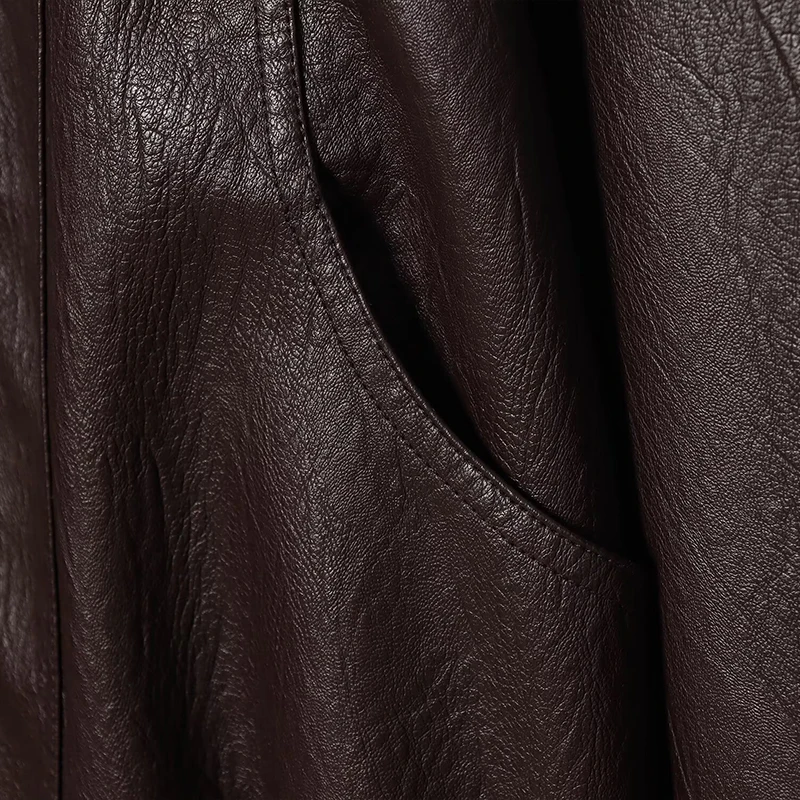 レディースレザースタンドカラーショートジャケット、仕事用ポケットとメタルジッパー付き、秋と冬のカジュアルレトロジャケット、女性服