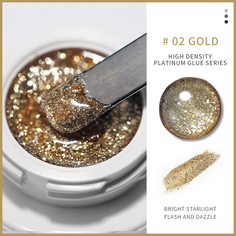 1Jar Hoge Dichtheid Glitter Platina Lijm Nail Art Goud Zilver Platina Drawable Lijn Geschilderd Lijn Nagellijm 5g UV Gel vernis # GY