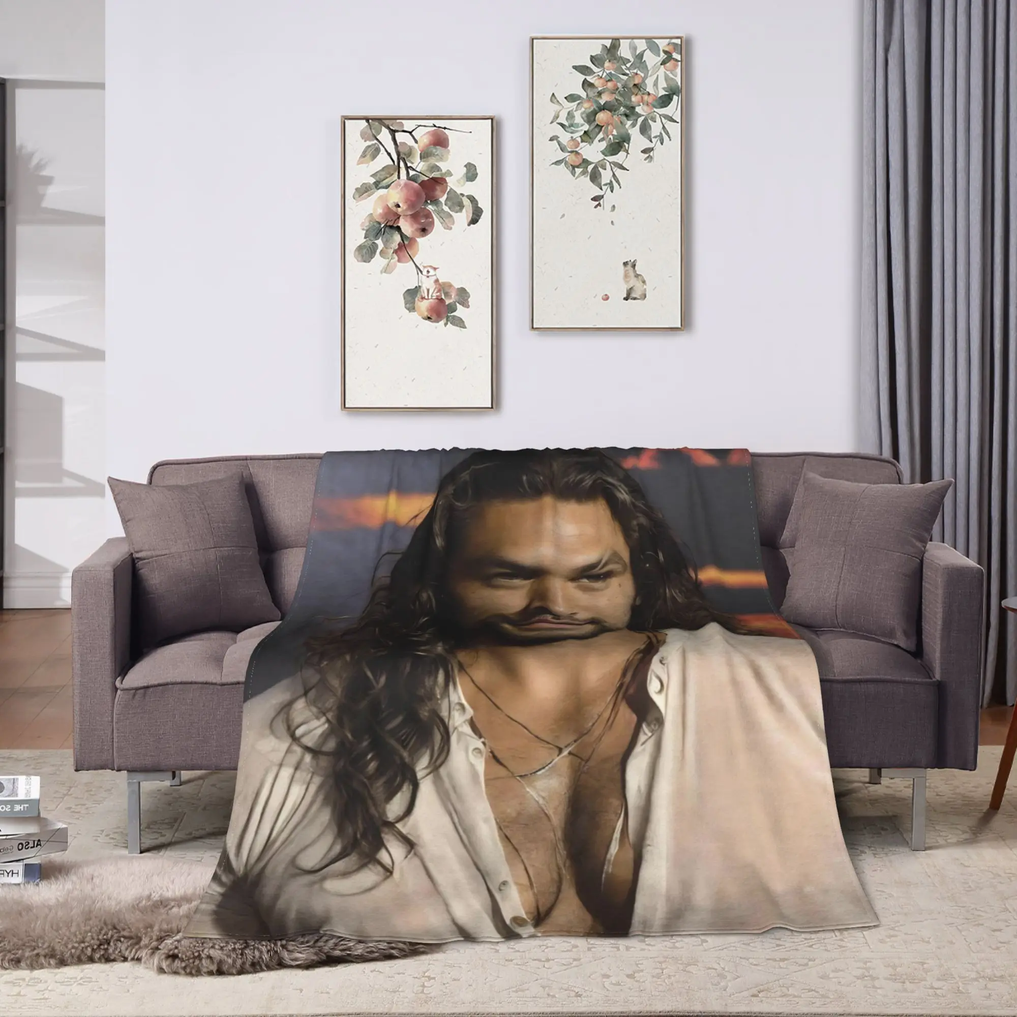 Jason Momoa Photo Collage Blanket  Warm Soft Plush Throw Blanket For Girls Boys Couch Chair Bed Flannel Bedspread Bed Cover