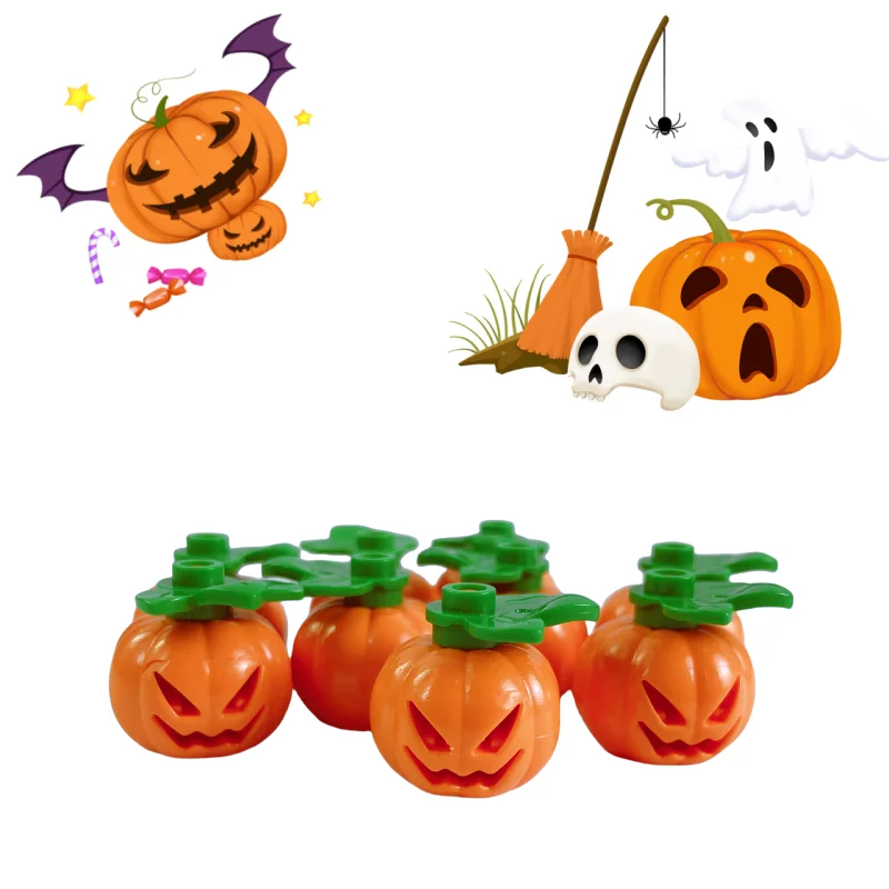 MOC Building Block Accessories 9pcs Pumpkin Halloween gifts  DIY Educational Toy for Kids Desktop decoration Scenes Birthday