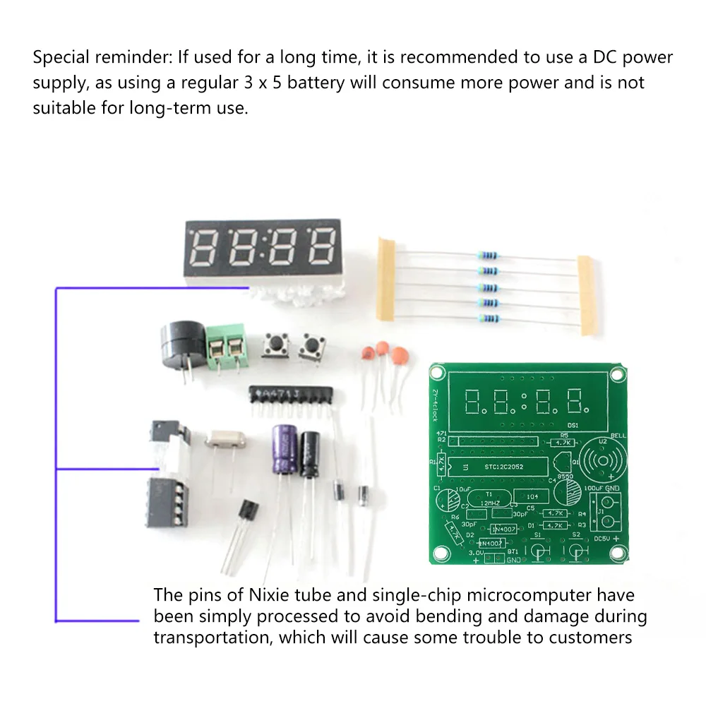 Stc12c2052 Digitale 4 Bits Elektronische Klok Elektronische Productie Suite Diy Kit Learing Kit Voor Arduino Dc 3.3V-5V