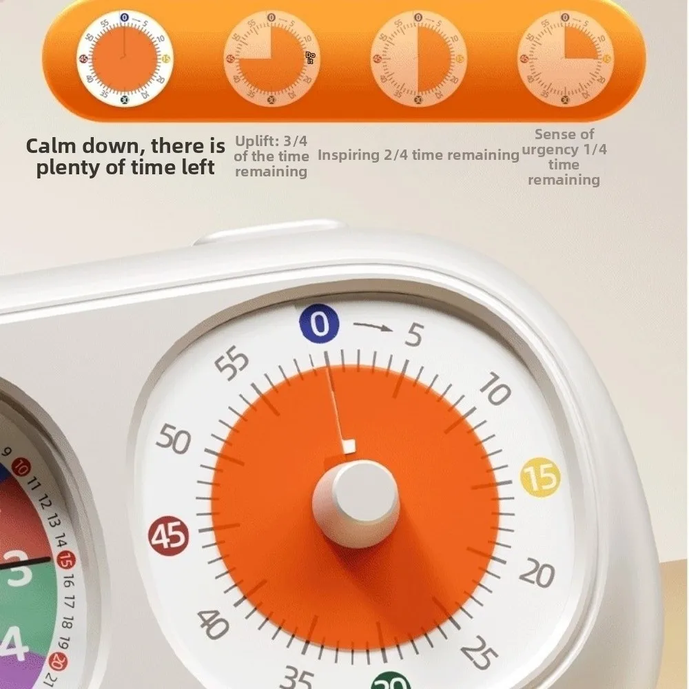 Dual Screen Dual Screen Visual Timer 60-Minute Timer Reminder Kitchen Timer Self Discipline Tool Silent Student Table Clock