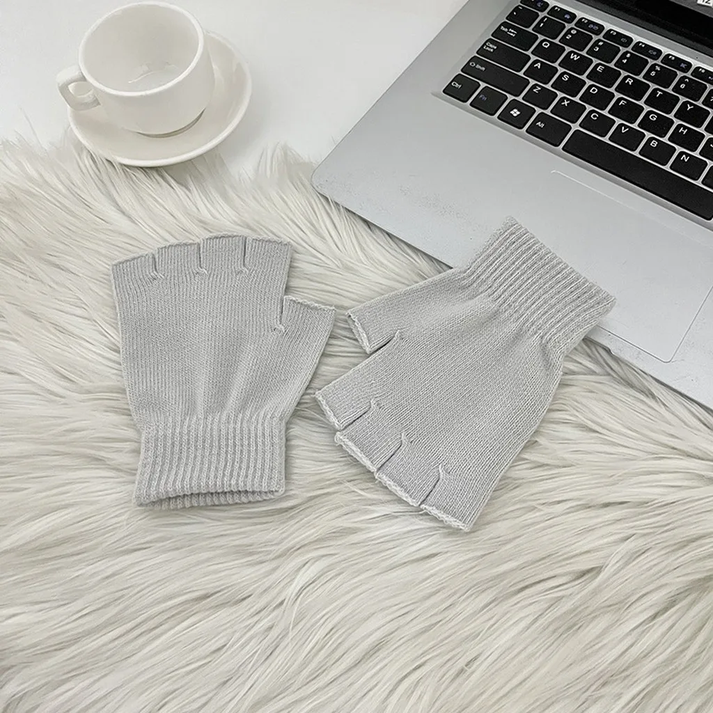 Fingerless Gloves  Women'S Knit Gloves Acrylic Cotton Gloves Soft For Typing Writing Office