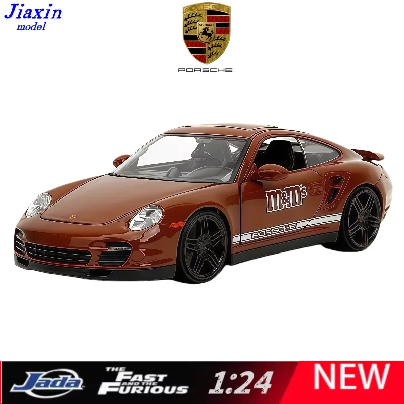 

Фигурка из сплава Jada M&M Porsche 911 - шоколадный цвет, с куклой, коллекционное украшение, масштаб 1:24