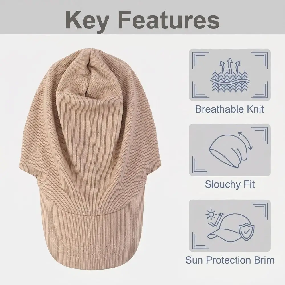 Fashion Breathable Slouchy Visor Hat Lightweight UV Protection Turban Hat Elastic Fabric Stretch Head Cover Cap For Women