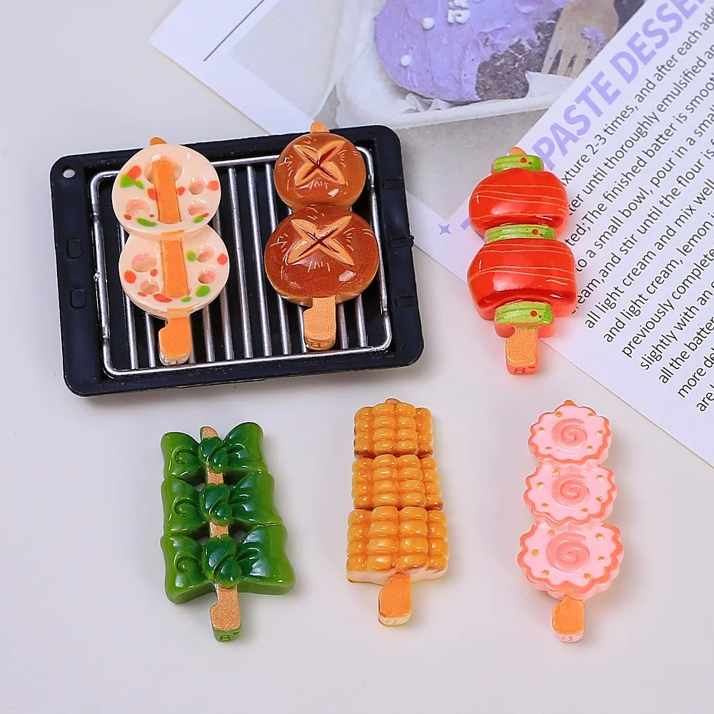 10Pcs Simulation Vegetable Barbecue Resin Cabochon For Hair Bows DIY Scrapbooking Crafts Phone Decoration Dollhouse Accessories