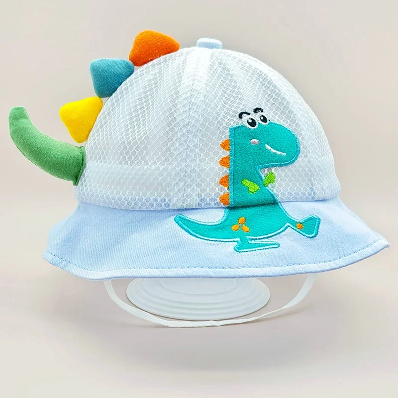 New Cartoon Dinosaur Mesh Breathable Summer Baby Hat for Girls Boys Panama Toddler Beach Sun Cap Outdoor Children Fisherman Hat