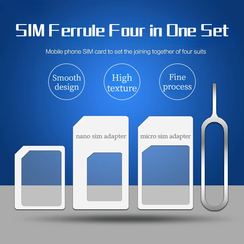 4 In 1 Convert Nano SIM Card To Micro Standard Adapter Converter Set for Iphone for Samsung Xiaomi 4G LTE USB Wireless Router