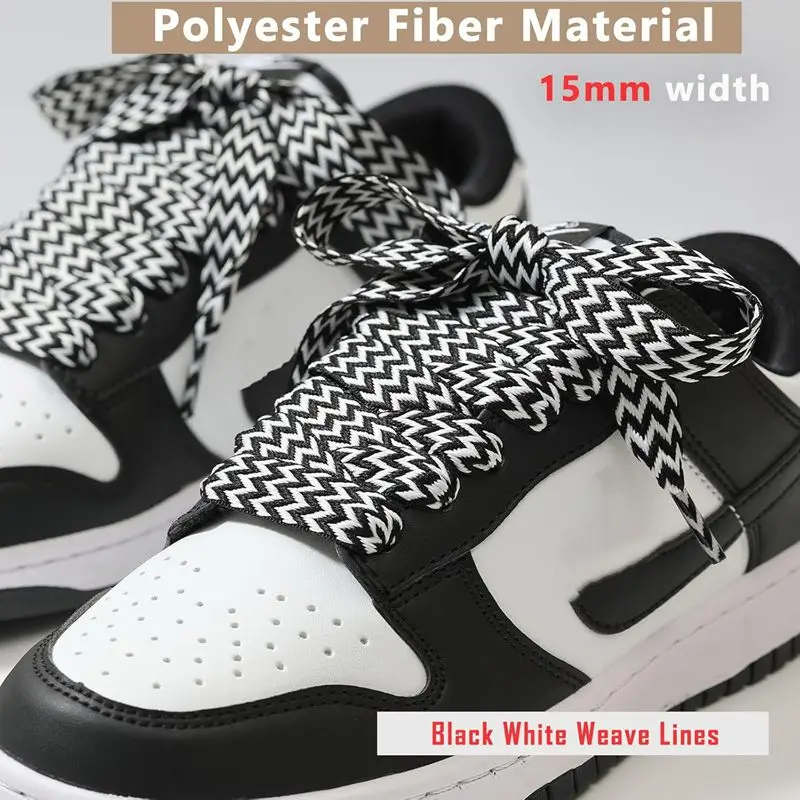 1,5 cm breite, dicke Schnürsenkel für Sneaker – Fette Schnürsenkel zum Austausch, zweifarbiges Muster, Unisex-Schuhzubehör – Detail 24