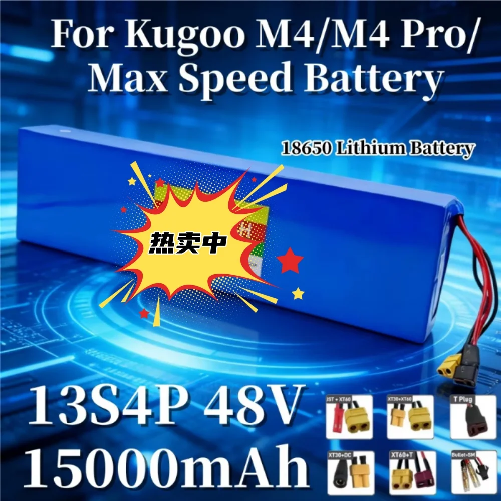 

1000W High Capacity Electric Scooter Battery 48V 15Ah 13S4P Configuration Lithium-Ion BMS for Citycoco 54.6V