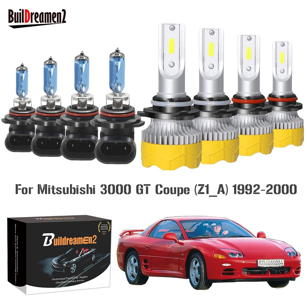 4 X Car Front Headlight Low Beam + High Beam LED Halogen Bulb Head Light 12V For Mitsubishi 3000 GT Coupe (Z1_A) 1992-2000