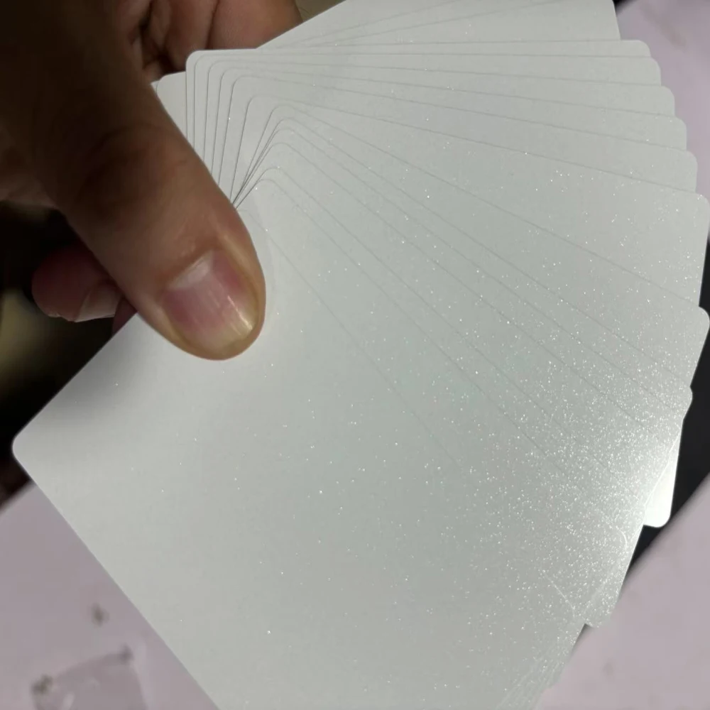 50Pcs Double-Sided Sublimation Metal White Business Cards Blank 0.22mm Thickness Aluminum Printable Name Card for Custom DIY