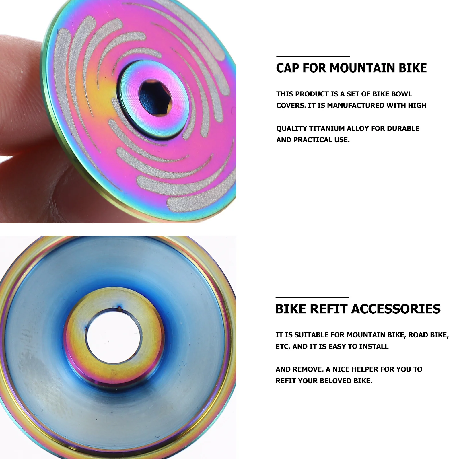 1Set Titanium Alloy Bike Bowl Cover Durable Lightweight High Strength for Mountain Road Bicycles Refit Accessories