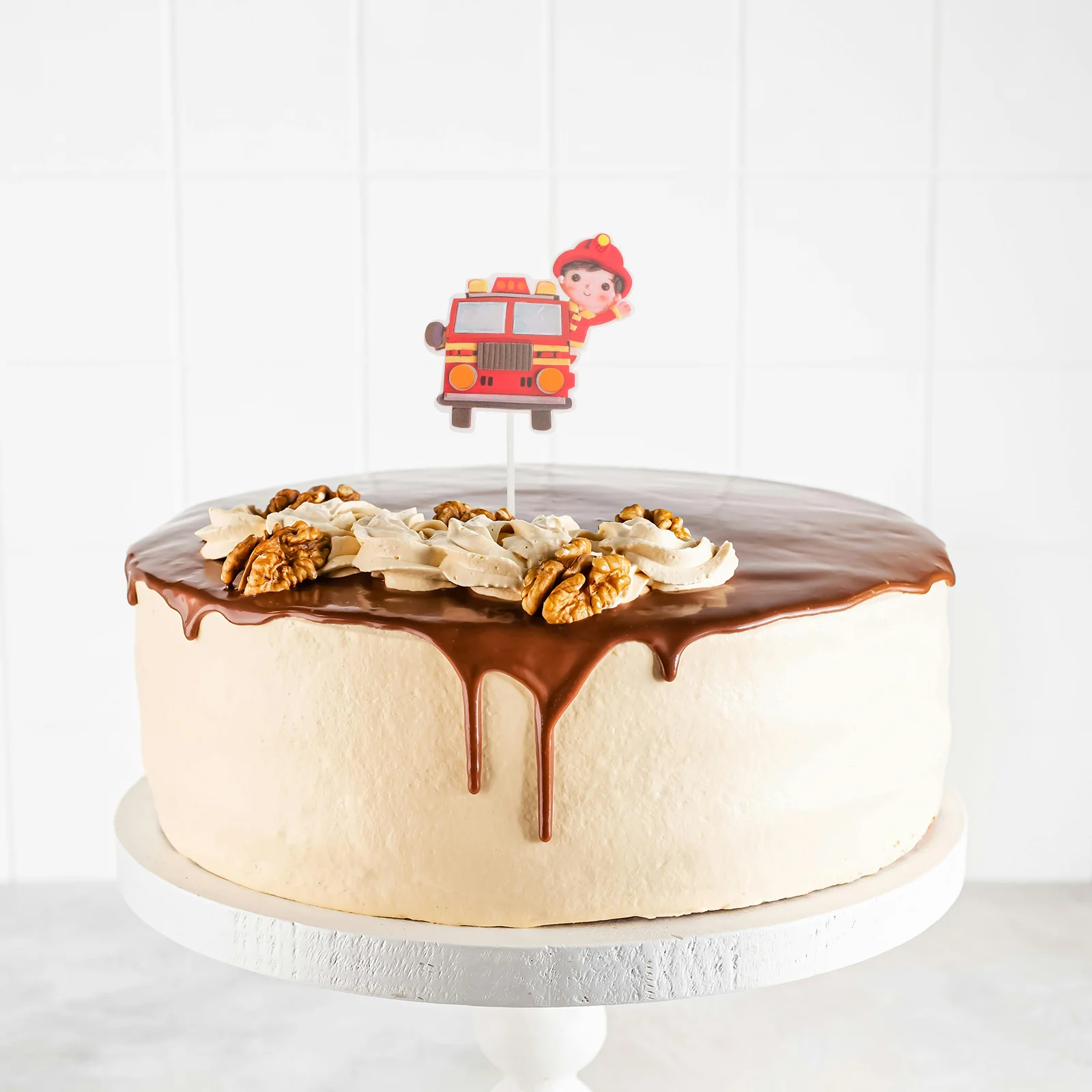 

2 set 2 Sets Firefighter Cake Topper Eva Firemen Cupcake Decorations For Birthday Party Theme Cake Decorative Props