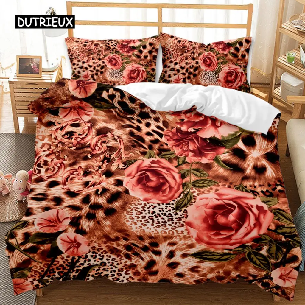 

Leopard Print Duvet Cover Set Twin Full Adults Cheetah Leopard Africa Animal Bedding Set Queen King Size Polyester Qulit Cover