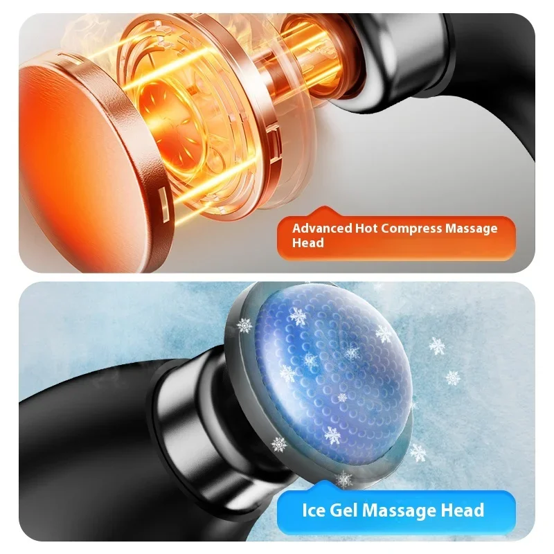 

9 Gear Foldable Massage Gun Deep Tissue with Heat Cold Head Adjustable Angles Portable Percussion Back Massager for Muscle Neck