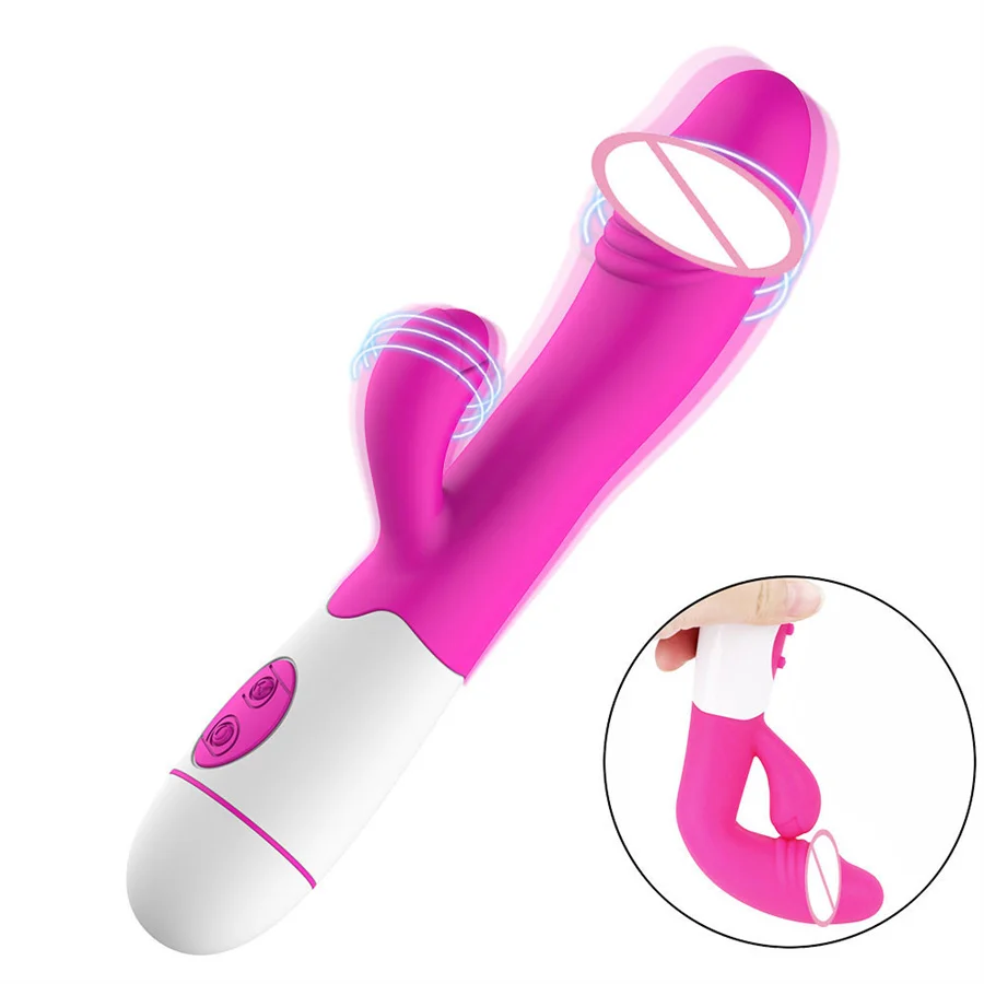 Dual Vibration G Spot Dildo Rabbit Vibrator Silicone Waterproof Vagina Clitoris Anal Massager Female Masturbator Sex Toys