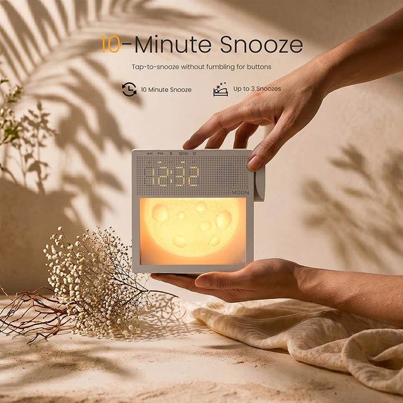 Touch LED Moon Night Light 15W Wireless Charger Bedside Lamp With 20 White Noise Modes For Bedroom Daily Use