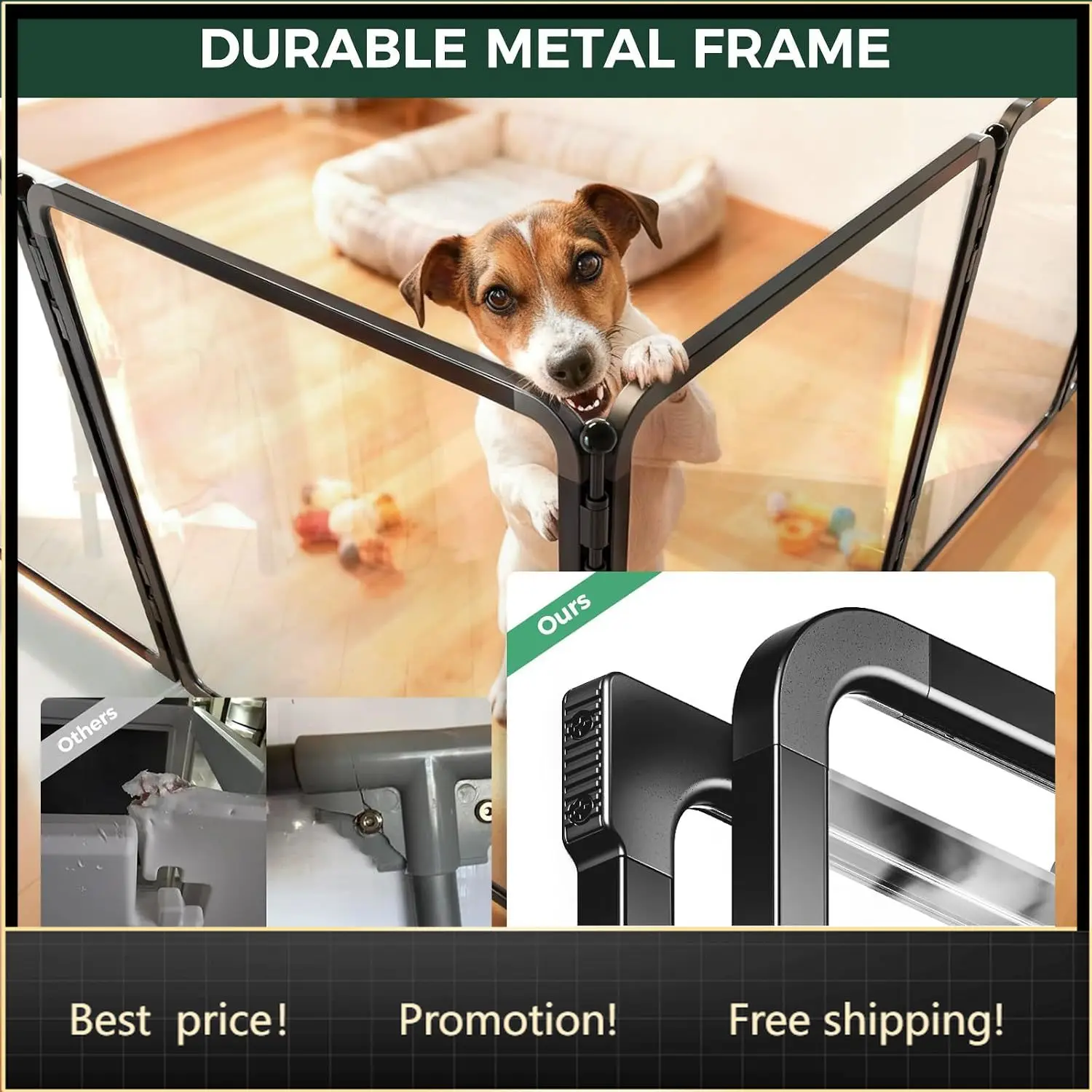 AuraSpace Pro Acrylic & Wire Mesh Indoor Dog Playpen, 24